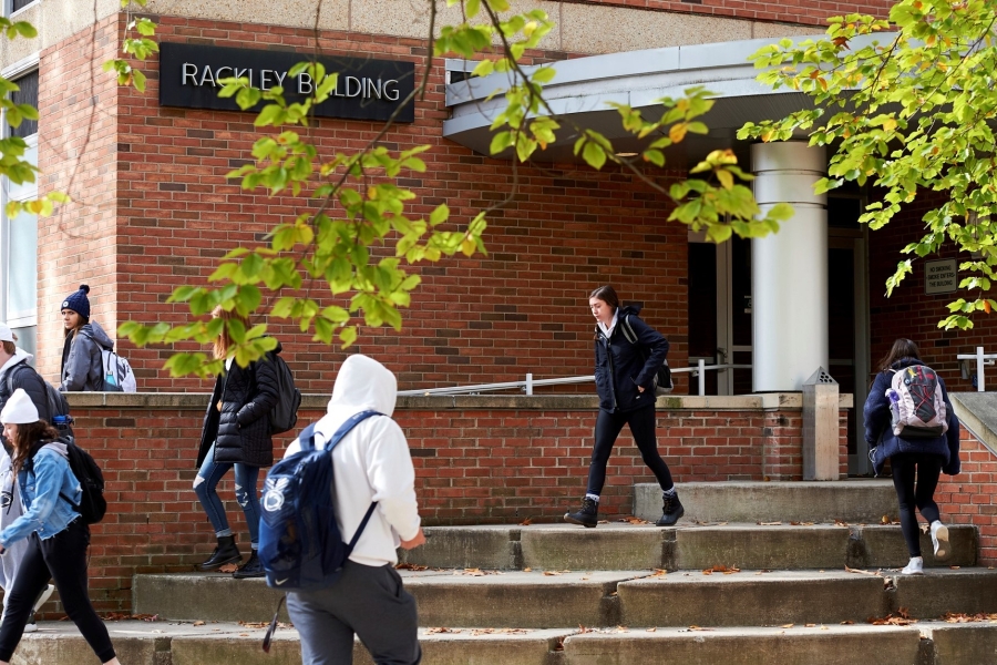 Students in front of Rackley building.